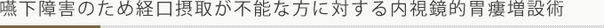 嚥下障害のため経口摂取が不能な方に対する内視鏡的胃瘻増設術